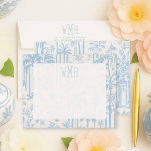 Gepersonaliseerde briefpapier - monogram notitiekaarten - monogram briefpapier notitiekaarten - briefpapier suite - chinoiserie