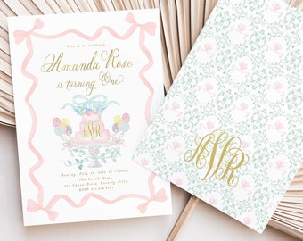 Watercolor CAKE Birthday invitation | Floral Birthday Invitation | Birthday invitation | Whimsical Invitation | Birthday invite