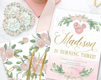 Minnie invitation - Minnie Mouse Birthday - Minnie Party - Minnie Floral invitation - Minnie digital invitation