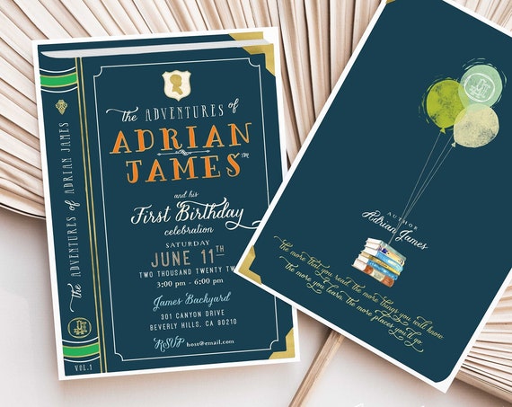 Storybook invitation | library invitation | first birthday invitation | adventure invitation | boys invitation | book invite | storybook