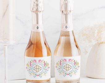 Mini etichette per bottiglie di champagne: adesivi coordinati per feste (2x3,5")