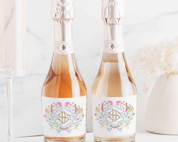 Mini Champagne Bottle Labels: Matching Party Stickers (2x3.5")