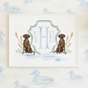 Chocolate Labrador wall art, Brown lab, Nursery name print, Chocolate lab Monogram Art Print, Custom nursery wall art