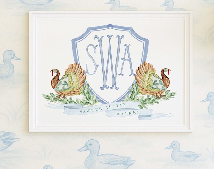 Turkey Monogram Nursery Wall Art Print