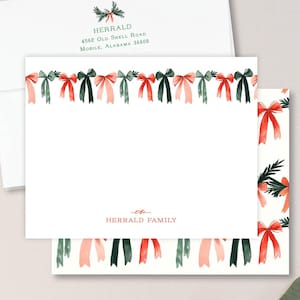 Gepersonaliseerde briefpapier, notitiekaarten kerst, geruite notitiekaarten, lintkaarten, kerstkaarten, kerstbriefpapier, geruit striklint
