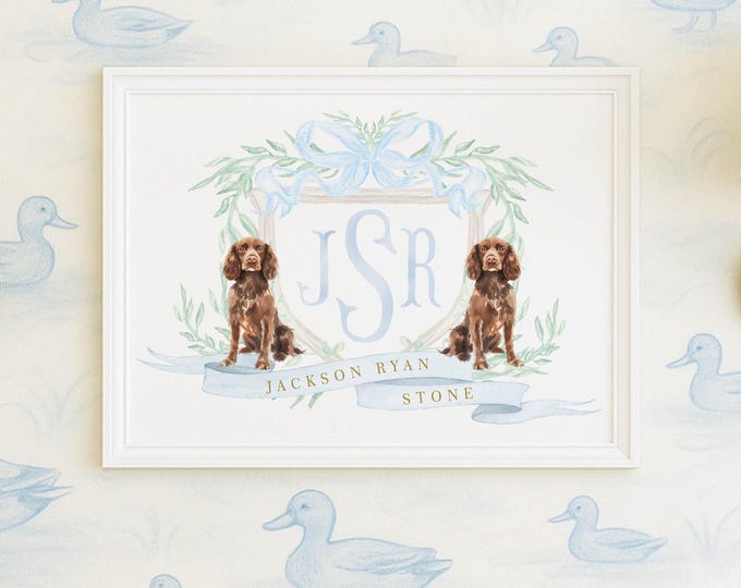 Boykin Spaniel Nursery Print: Custom Dog Wall Art, Monogram
