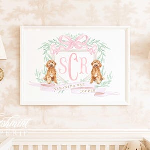 Arte murale con cuccioli, stampa Goldendoodle, stampa Doodle, stampa Labradoodle, arte murale personalizzata per la cameretta dei bambini, arte per la cameretta dei cani, stampa murale Doodle, arte per cani