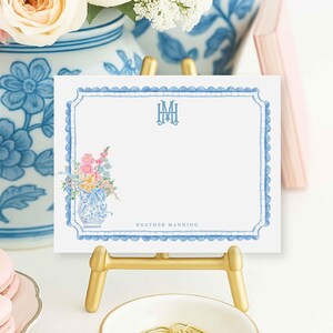 Personalisiertes Briefpapier - Monogramm Grußkarten - Monogramm Briefpapier Grußkarten - Briefpapier Set - Chinoiserie