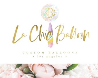 balloon tassel logo - logo design - modern logo - business branding - children's boutique logo - balloon logo - balloons logo
