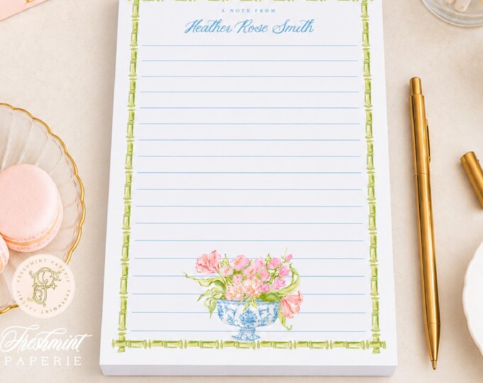 Bamboo Floral Watercolor Notepad: To Do List - 5x7 - Chinoiserie