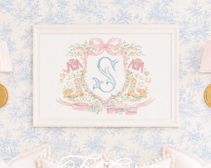 Western Nursery Print, Rodeo Girls Wall Art, Monogram