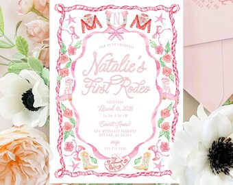 Cowgirl First Rodeo Birthday Invitation: Pink Western Party