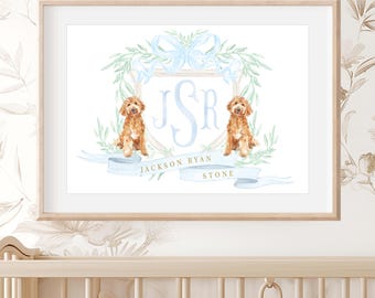 Custom Goldendoodle Nursery Art Print, Puppy Wall Decor