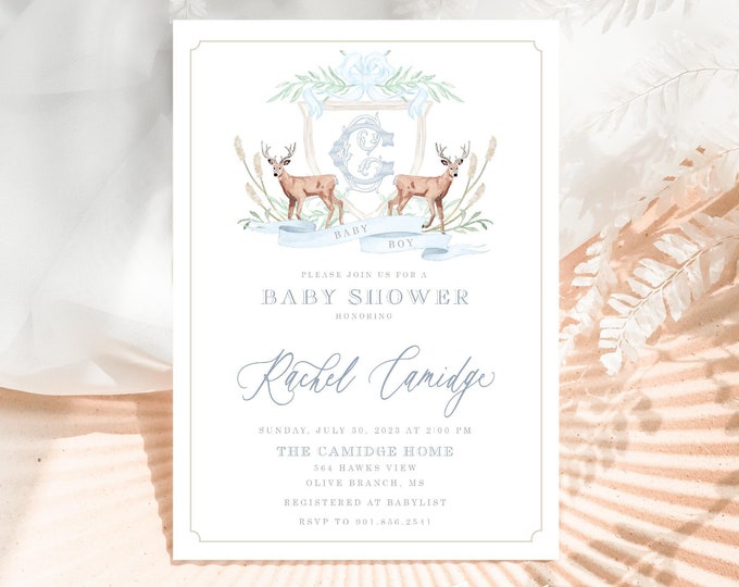 Deer Baby Shower Invitation – Antler Design