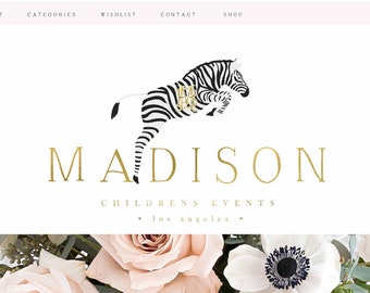 MONOGRAM logo | modern script logo | modern logo | pretty logo |  Zebra logo |  freshmint paperie