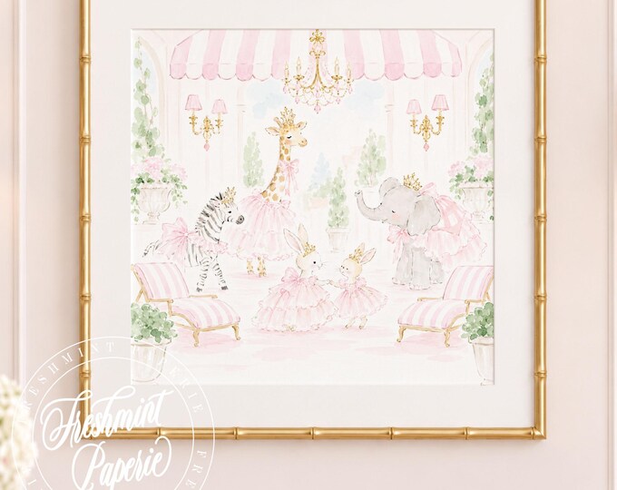 Nursery Wall Art, Animal art, Playing dress up, Princess, Grandmillennial, Chinoiserie