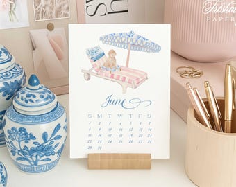 2026 Desk Calendar, Grandmillennial calendar, Watercolor Calendar, Monthly calendar, Desktop Calendar, Ginger Jar calendar, chinoiserie