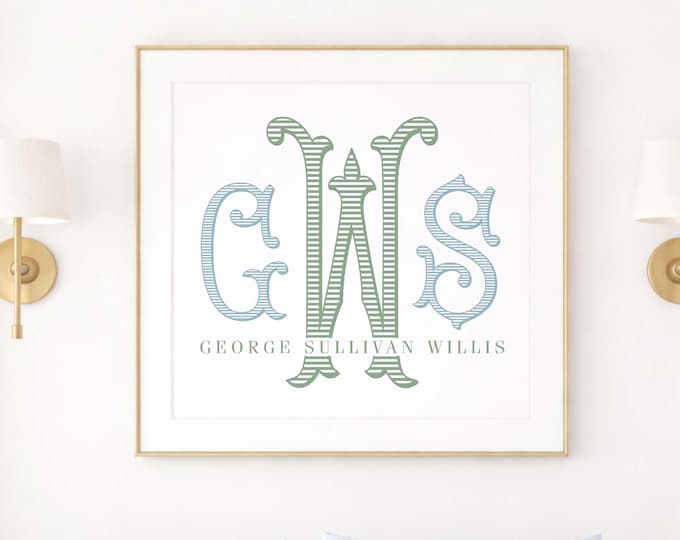 Monogram Nursery Wall Art: Custom Name Print