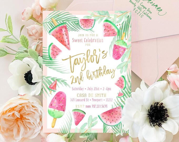 Watermelon Birthday Invitation: One in a Melon Party
