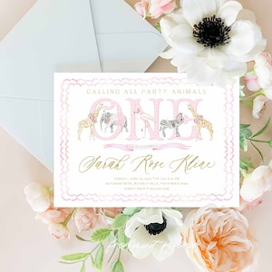 Party Animal invitation, first birthday invitation, Safari Invitation, Zoo invitation, Safari invitation, freshmint paperie