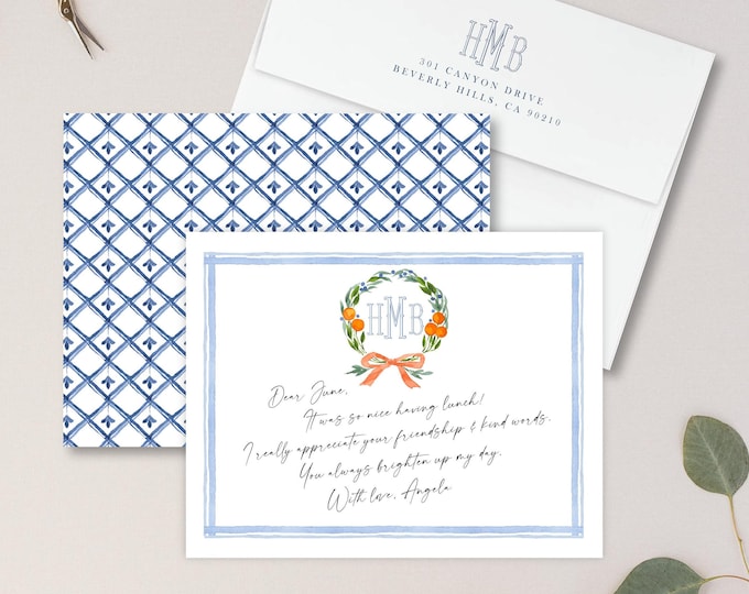 Personalized Stationery - Monogram Note Cards - Monogram Stationery Note Cards - Stationery Suite - Watercolor Suite - set9