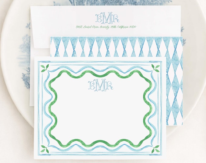 Personalized Notecards - Preppy - Monogram Stationery - set68