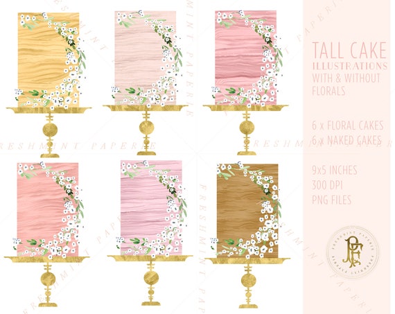 watercolor cake clipart - cake clipart - floral cake clipart - naked cake clipart - bakery clipart - freshmint paperie
