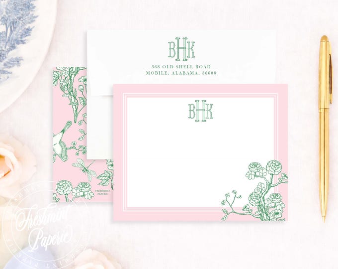 Personalized Monogram Note Cards – Stationery Suite with Envelopes