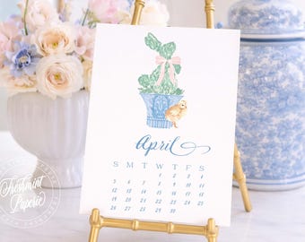 2026 Desk Calendar, Grandmillennial calendar, Watercolor Calendar, Monthly calendar, Desktop Calendar, Ginger Jar calendar, chinoiserie