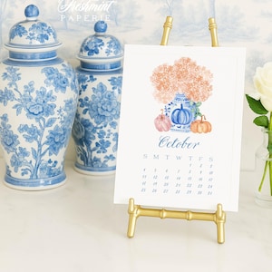 2026 Desk Calendar, Grandmillennial calendar, Watercolor Calendar, Monthly calendar, Desktop Calendar, Ginger Jar calendar, chinoiserie
