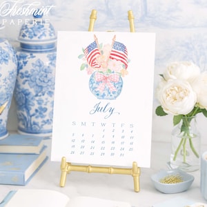 Watercolor Desk Calendar, Ginger Jar Chinoiserie Monthly Planner, 2026