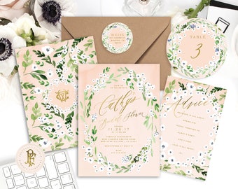 anemone invitation | white floral invitation | peach invitation | bridal shower invitation | floral invitation | freshmint paperie