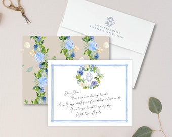 Personalisiertes Briefpapier - Monogramm Grußkarten - Monogramm Briefpapier Grußkarten - Briefpapier Set - Aquarell Set10