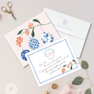 Papelería personalizada - Tarjetas con monogramas - Tarjetas con monogramas - Paquete de papelería - Paquete de acuarela - set11
