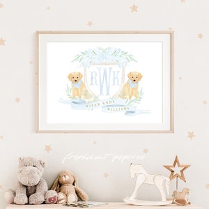 Puppy wall art, Labrador Wall Art, Nursery name print, Golden Retriever wall Art, Nursery wall art, Dog nursery art, Nursery Wall Prints