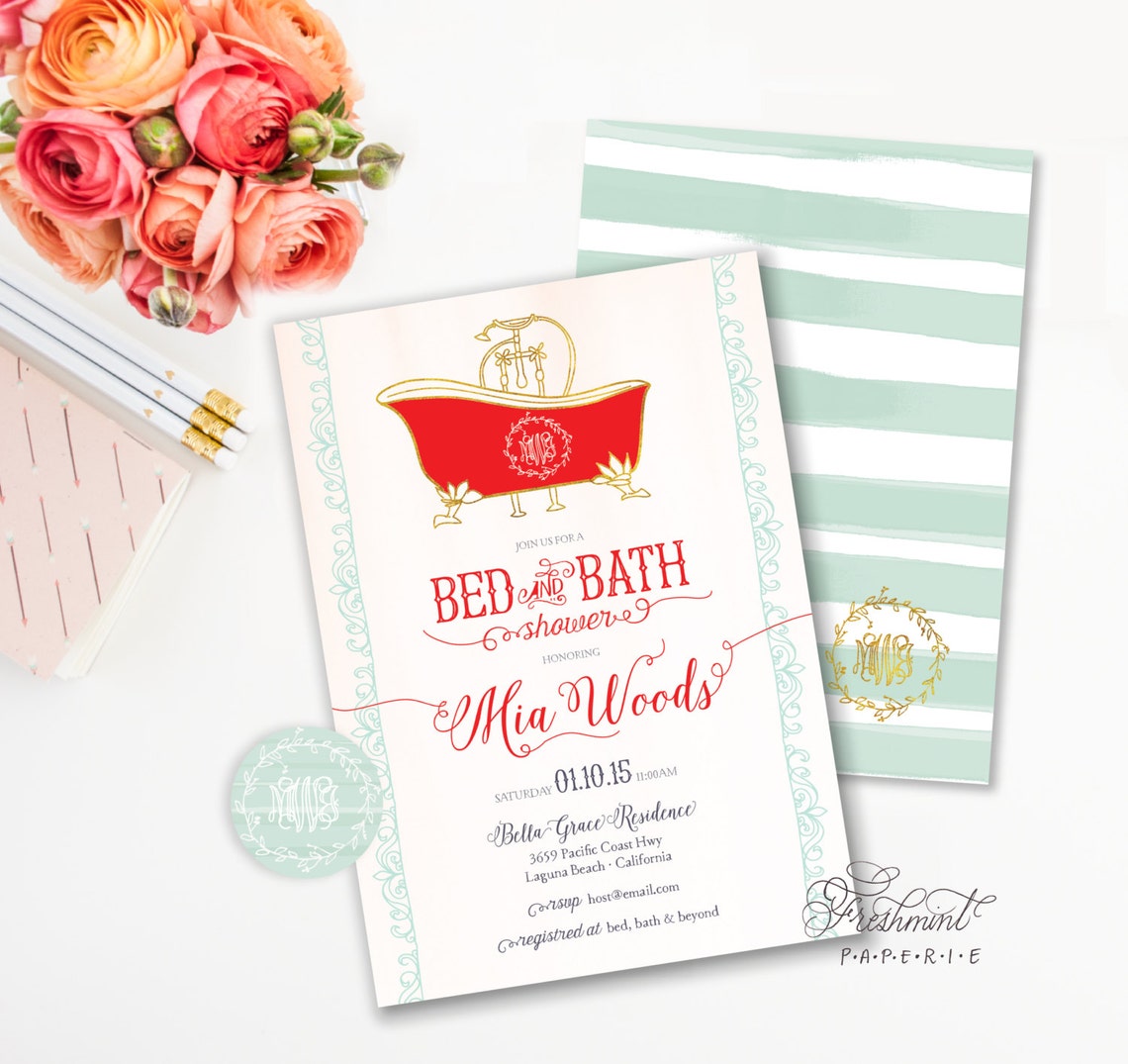 Printable Invitations Bridal Shower Invitation Bed & Bath Etsy