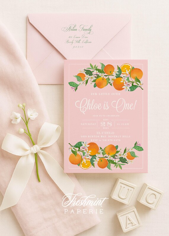 Orange Birthday invitation | Cutie Birthday Invitation | Birthday invitation | French Country Invitation | Countryside invite