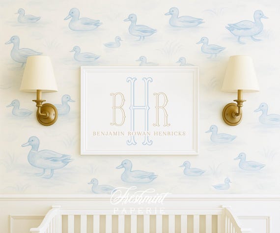 Monogram Nursery wall art, Monogram Nursery Wall Art, Nursery name print, Watercolor Blue Nursery Print, Custom nursery wall art, Monogram