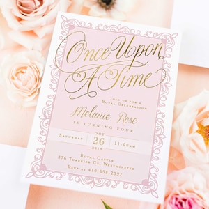 Convite Princesa Convite Real convite de aniversário princesa Festa Meninas aniversário Era uma vez