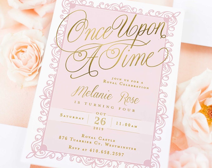 Princess Invitation Royal invitation birthday invite princess Party Girls birthday Once upon a time