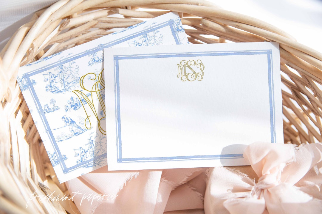 Personalized Stationery Ginger Jar Note Cards Monogram Note Cards