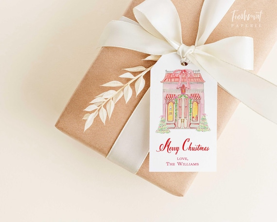 Christmas Gift Tags, Holiday Custom Personalized Gift Tags, Watercolor Gift tags Cards for Gifting, Custom Gift tags, Village gift tags