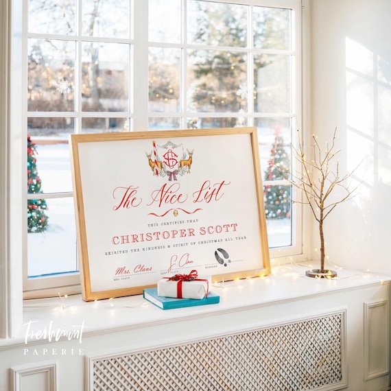 Santa Claus letter, Letter from Santa, The nice list, Santa Note, Letter to Santa, Monogram, Crest, Santa note, North Pole letter, Santa