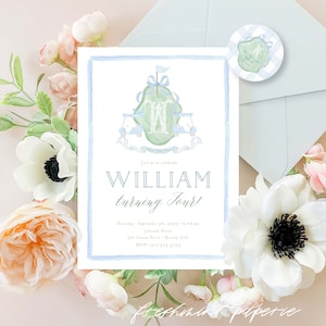 Golf invitation, Preppy Golf invitation,  Hole in One invitation, Golf Birthday invitation, Golfing Invitation, Gingham, Monogram