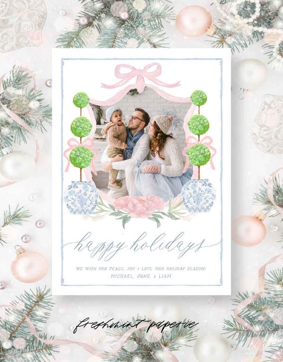 Chinoiserie Photo Christmas Card, Ginger Jar Holiday Cards