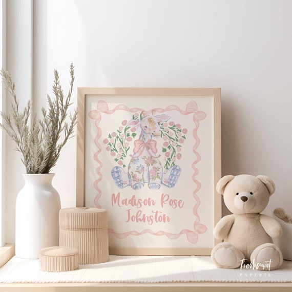 Giraffe wall art, Watercolor Giraffe nursery art, Nursery name print, Pink Giraffe Nursery , Nursery wall art, Newborn Gifts, Floral Giraffe