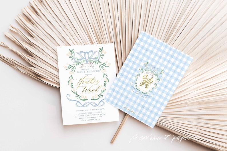 Bunny baby shower invitations, Spring Bunny invitation, baby shower, Easter invitation, Blue Bunny invitation, Rabbit Invitation, Watercolor image 4