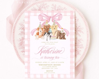 Watercolor Puppy Birthday Invitation: Dog Party, First Bday