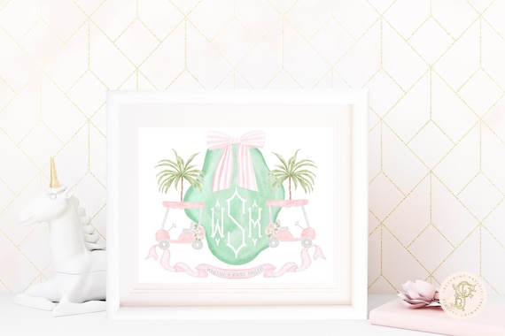 Watercolor monogram Golf nursery Wall Art, Nursery name print, Monogram Nursery, Custom nursery wall art, Golfing nursery art