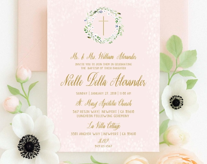 Baptism invitations - baptism invitation - christening Invitation - Granmillennial invitation - religious invitation - baptism - monogram